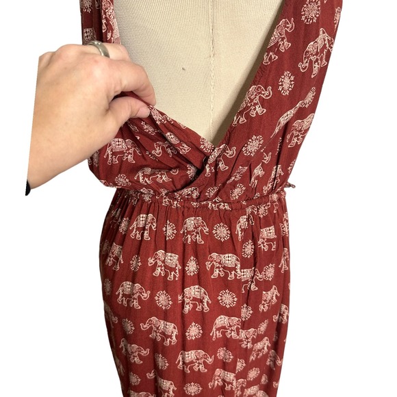 Forever 21 brown elephant print sleeveless jumpsuit size M - Picture 7 of 13